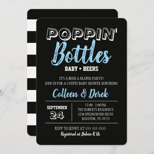 Poppin Bottles Blue Baby Shower Invitation 