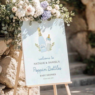 Poppin Bottles Boy Baby Shower Welcome Sign