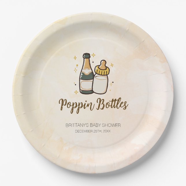 Poppin Bottles Coed Baby Shower   Paper Plates (Front)