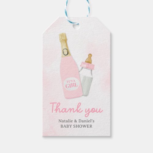 Poppin Bottles Girl Baby Shower Favor Gift Tags