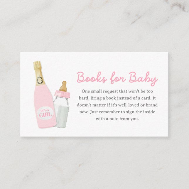Poppin' Bottles Girl Pink Books For Baby Enclosure Card (Front)