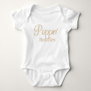 Poppin Bottles in Gold Glitter Baby Baby Bodysuit