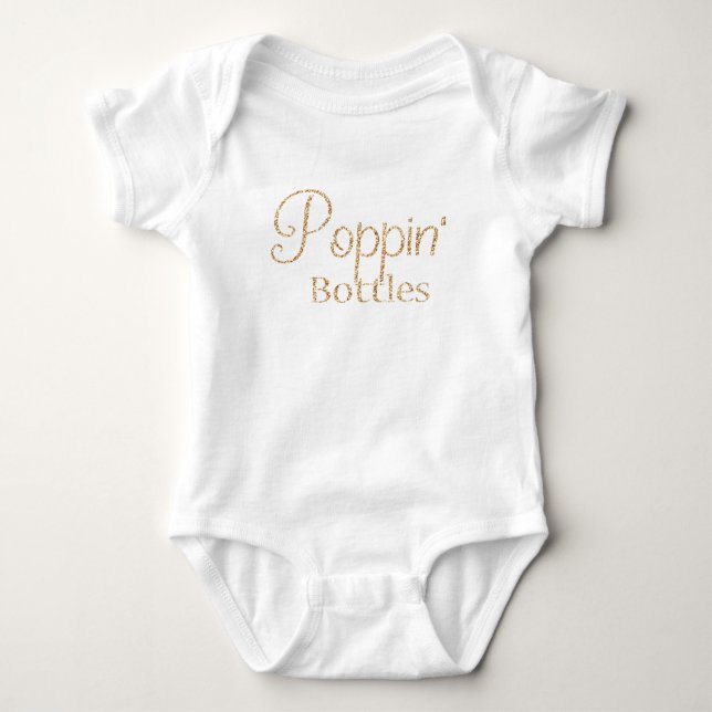 Poppin Bottles in Gold Glitter Baby Baby Bodysuit (Front)