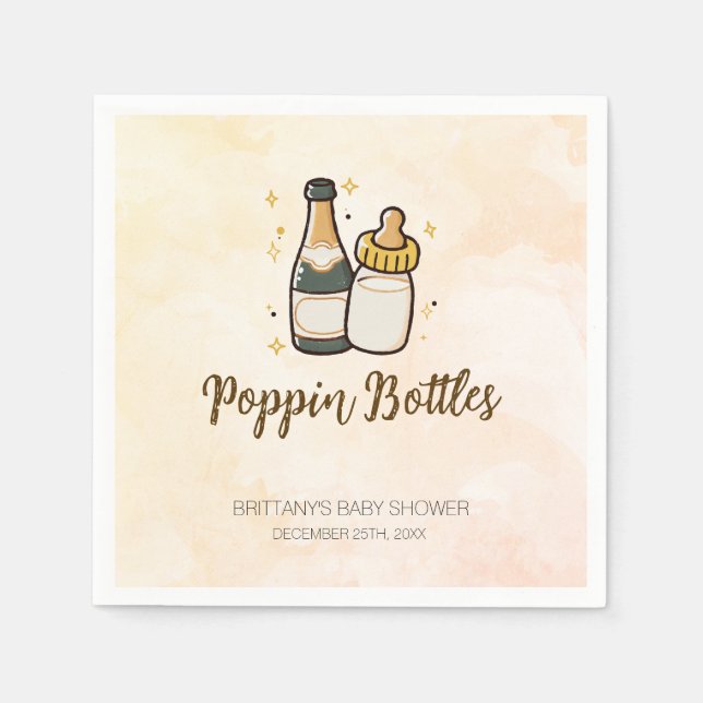 Poppin Bottles Modern Baby Shower Baby Bottle  Napkins (Front)