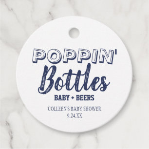 Poppin Bottles Navy Blue Baby Shower Favor Tags