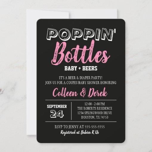 Poppin' Bottles Pink Baby Shower Invitation Zazzle
