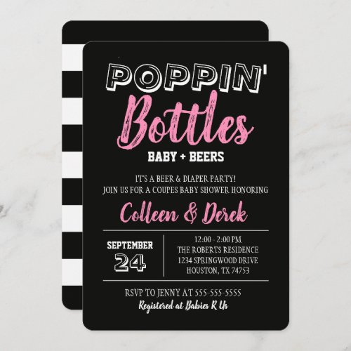 Poppin Bottles Pink Baby Shower Invitation 