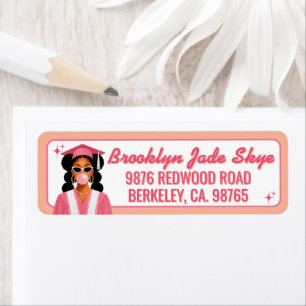 Poppin’ Bubblegum African American Pink Graduation Label