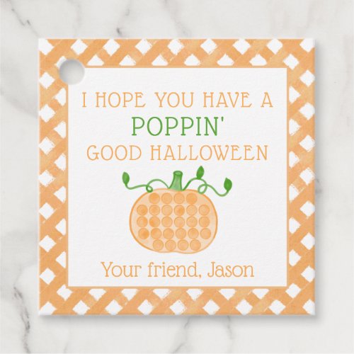 Poppin Halloween Pop It Pumpkin Orange Favor Tags