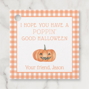 Poppin Halloween Pumpkin Orange Kids Favor Tags