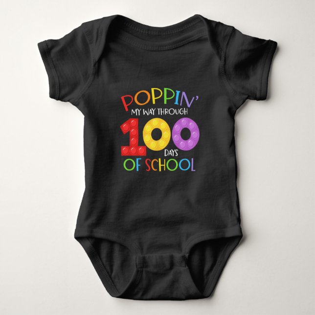 Poppin my way through 100 days of school baby bodysuit (Front)