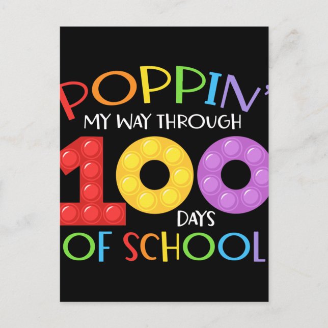 Poppin my way through 100 days of school postcard (Front)