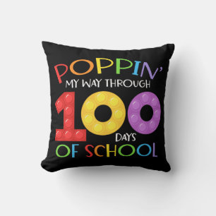 Poppin my way through 100 days of school throw pillow