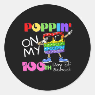 Poppin' On My 100th Day Of School Cute Fidget Toy Classic Round Sticker