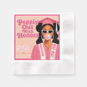 Poppin Out with Honors Pink Bubblegum Graduation Napkins