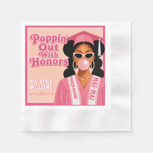 Poppin Out with Honors Pink Bubblegum Graduation Napkins