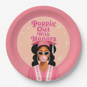 Poppin’ Out with Honors Pink Bubblegum Graduation  Paper Plates