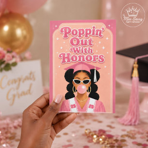 Poppin’ Out With Honors Pink Light Brown Grad Girl Card