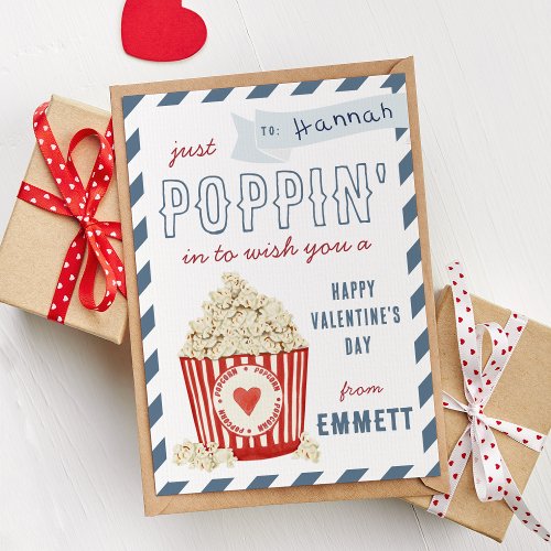 Poppin Popcorn Classroom Valentines Day Card