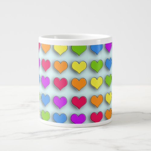 Poppin Retro Hearts Large Coffee Mug