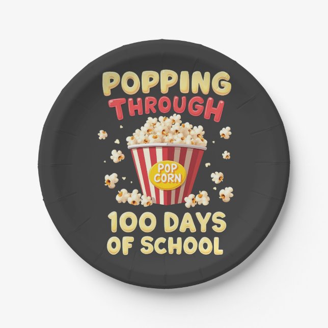Popping 100 Days of School Paper Plates (Front)