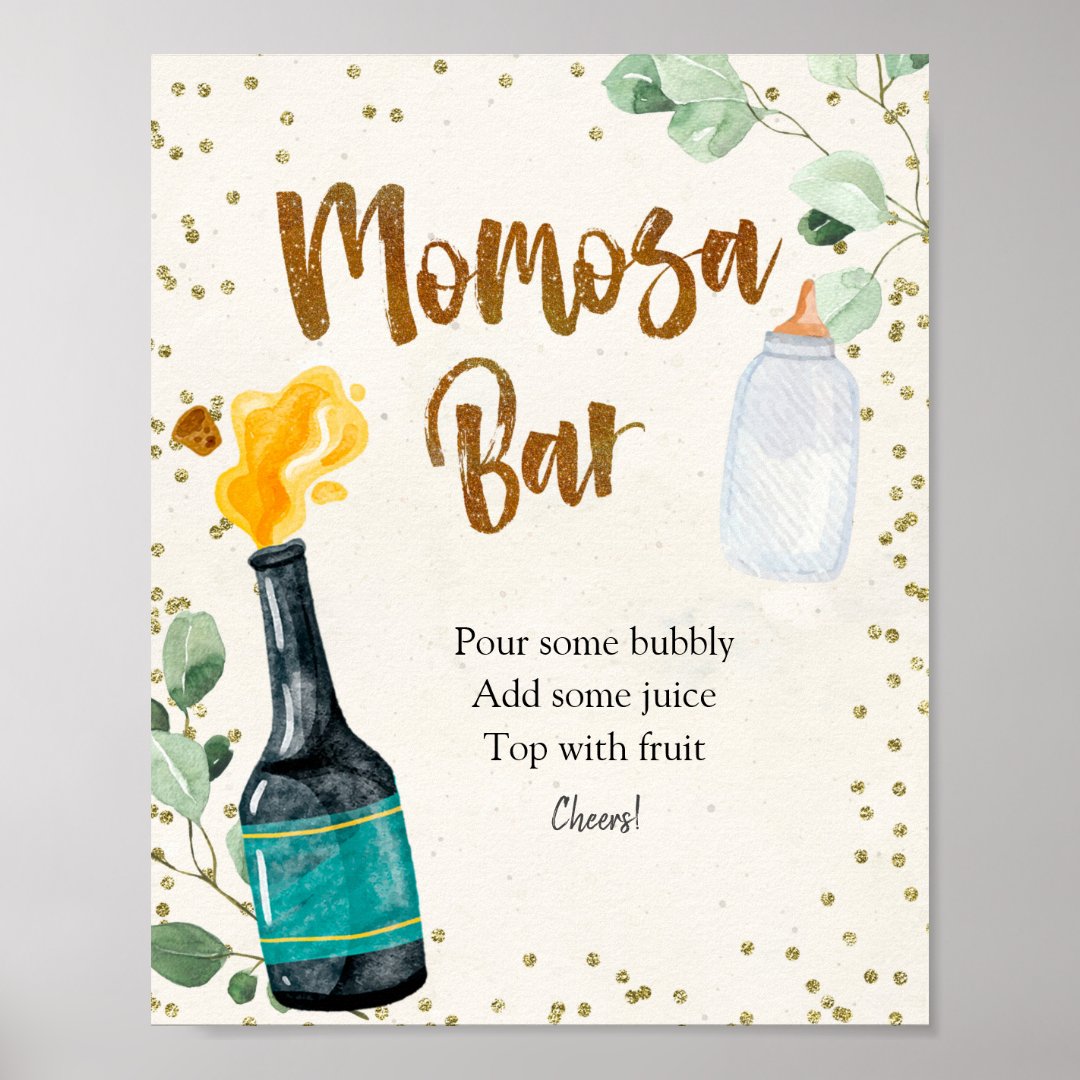 Popping Bottles Baby Shower Momosa Bar Poster Zazzle