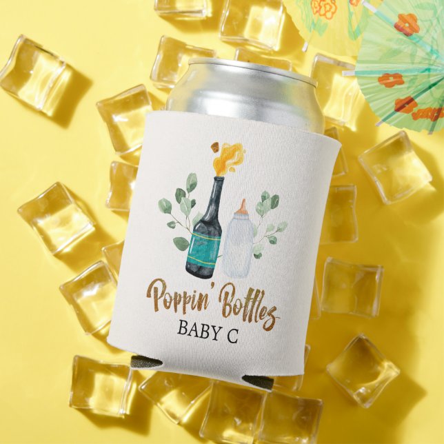Popping Bottles Baby Shower Souvenir Can Cooler (In Situ Summer)