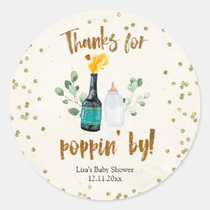 Popping Bottles Baby Shower Thank You sticker