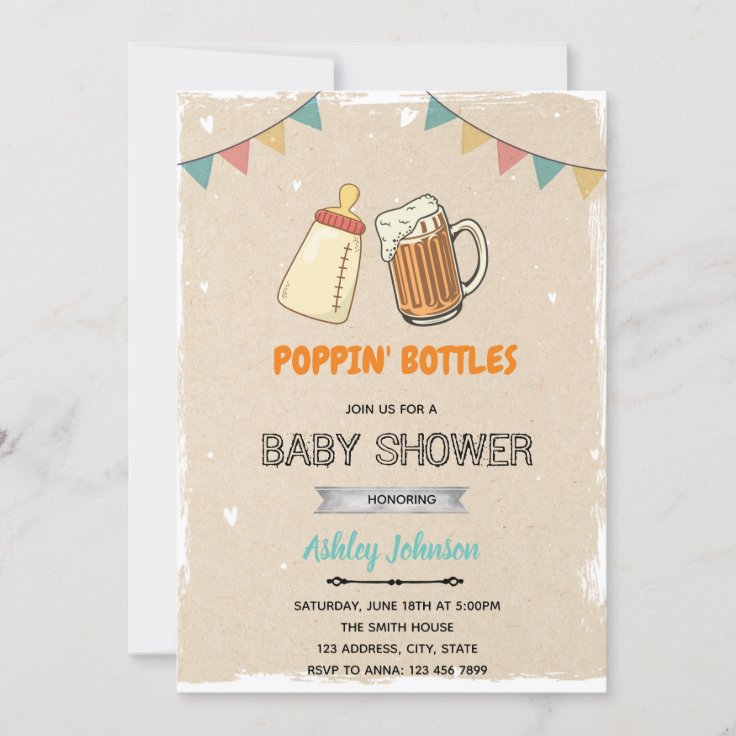 Popping bottles baby shower theme invitation Zazzle