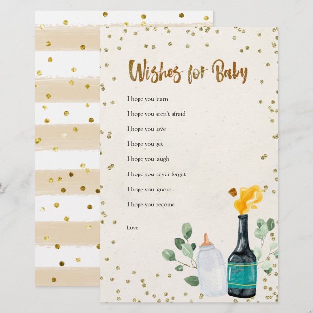 Popping Bottles Baby Shower Wishes for Baby (Front/Back)