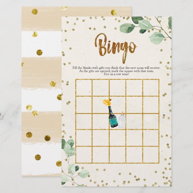 Popping Bottles Bingo Baby Shower Games (Front/Back)