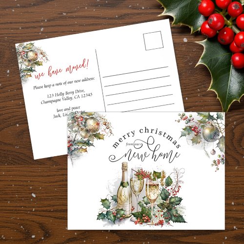 Popping Bottles Christmas Moving New Home Postcard