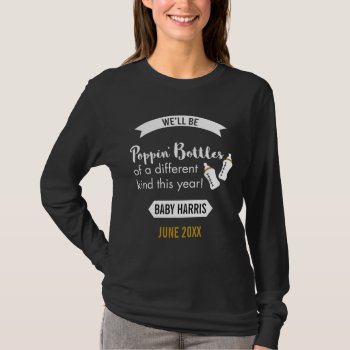 Popping Bottles Happy New Year Baby Announcement T-shirt by INAVstudio at Zazzle