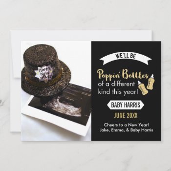 Popping Bottles New Years Baby Announcement by INAVstudio at Zazzle