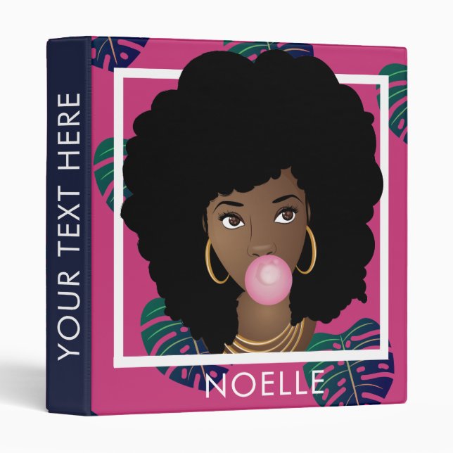 Popping Bubblegum, Tropical | Pink 3 Ring Binder (Front/Spine)