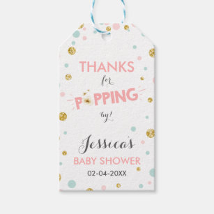 Popping by Favor tags Thank you Navy Pink Gold | Zazzle