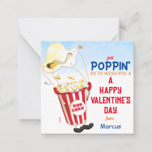 Popping By Popcorn Valentine Note Card