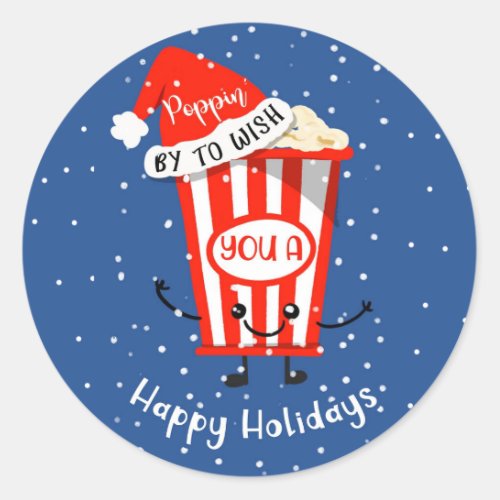 popping by to wish you a happy holidays card classic round sticker