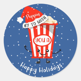 popping by to wish you a happy holidays card classic round sticker