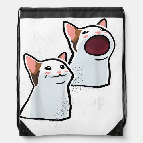 Popping Cat Meme Pop Cat funny PopCat  Drawstring Bag