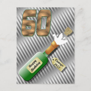 Popping Champagne Bottle 60th Birthday Postcard