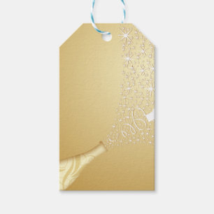 Popping Champagne in Gold Gift Tags