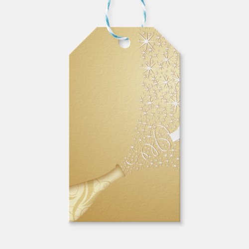 Popping Champagne  in Gold Gift Tags