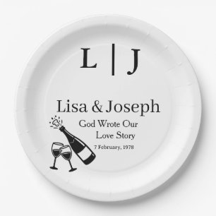 Popping Champagne &Toasting Glasses Party Wedding Paper Plates