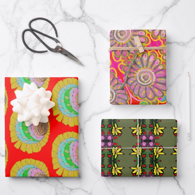 POPPING COLORS FLOWER ART Wrapping Paper (Front)