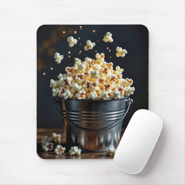 Popping Popcorn In Metal Bucket Mouse Pad (With Mouse)