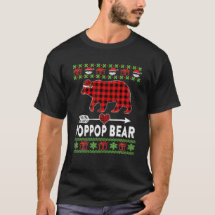 Poppop Bear Santa Red Plaid Family Pajamas For T-Shirt