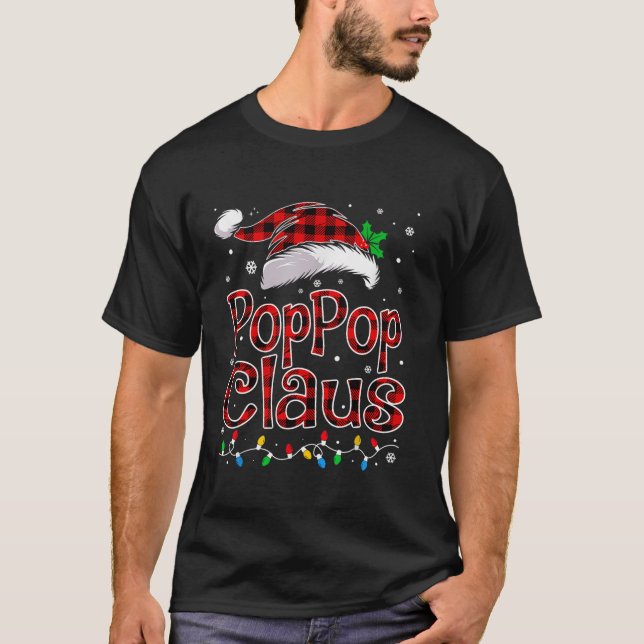 PopPop Claus Christmas Lights Pajama Family Matchi T-Shirt (Front)