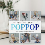 Poppop Father's Day Photo Collage Plaque<br><div class="desc">Elegant grandfather photo plaque featuring the saying "we love you poppop",  6 family pictures for you to replace with your own,  and the kids names.</div>