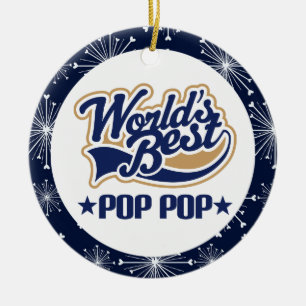 PopPop Grandpa (Worlds Best) Christmas Gift Ceramic Ornament
